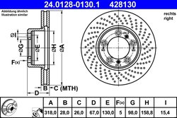 DISC FRANA ATE 24.0128-0130.1 - Compatibil cu PORSCHE