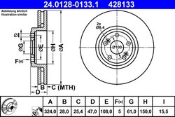 DISC FRANA ATE 24.0128-0133.1 - Compatibil cu RENAULT