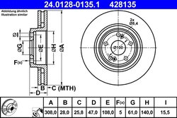 DISC FRANA ATE 24.0128-0135.1 - Compatibil cu RENAULT