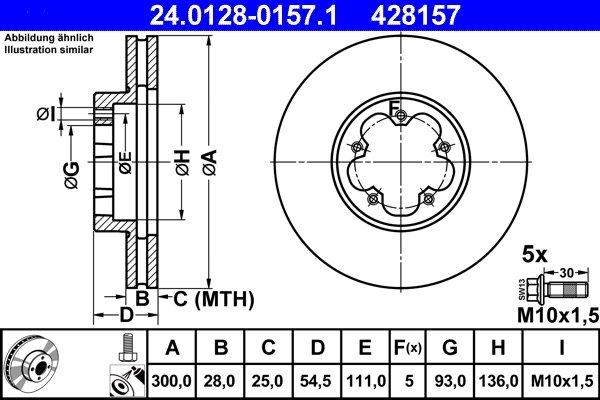 DISC FRANA ATE 24.0128-0157.1 - Compatibil cu FORD