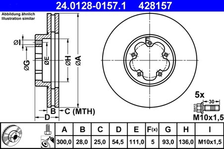 DISC FRANA ATE 24.0128-0157.1 - Compatibil cu FORD