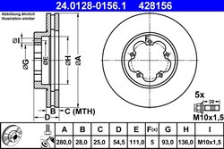 DISC FRANA ATE 24.0128-0156.1 - Compatibil cu FORD