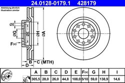 DISC FRANA ATE 24.0128-0179.1 - Compatibil cu LANCIA