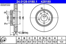 DISC FRANA ATE 24.0128-0180.1 - Compatibil cu MAZDA