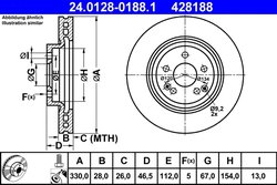 DISC FRANA ATE 24.0128-0188.1 - Compatibil cu MERCEDES-BENZ