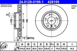 DISC FRANA ATE 24.0128-0199.1 - Compatibil cu BMW