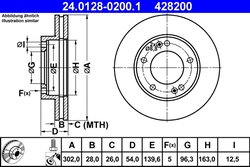 DISC FRANA ATE 24.0128-0200.1 - Compatibil cu KIA