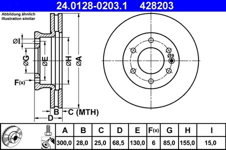 DISC FRANA ATE 24.0128-0203.1 - Compatibil cu MERCEDES-BENZ, VW