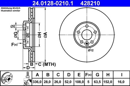 DISC FRANA ATE 24.0128-0210.1 - Compatibil cu VOLVO