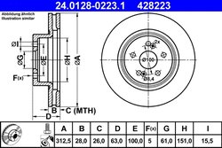 DISC FRANA ATE 24.0128-0223.1 - Compatibil cu RENAULT