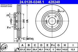 DISC FRANA ATE 24.0128-0248.1 - Compatibil cu HYUNDAI, KIA