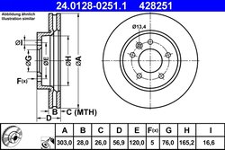 DISC FRANA ATE 24.0128-0251.1 - Compatibil cu VW