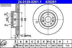 DISC FRANA ATE 24.0128-0261.1 - Compatibil cu RENAULT