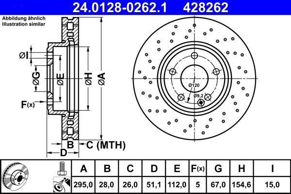 DISC FRANA ATE 24.0128-0262.1 - Compatibil cu MERCEDES-BENZ
