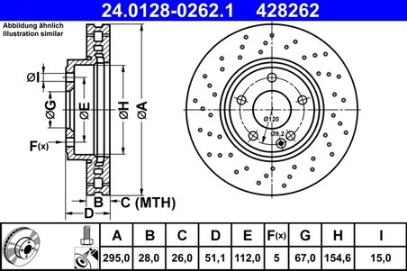 DISC FRANA ATE 24.0128-0262.1 - Compatibil cu MERCEDES-BENZ