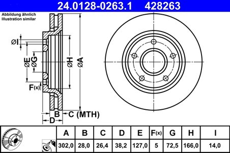DISC FRANA ATE 24.0128-0263.1 - Compatibil cu CHRYSLER, FIAT