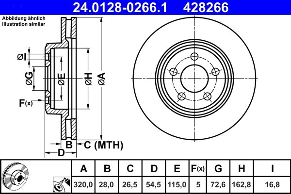 DISC FRANA ATE 24.0128-0266.1 - Compatibil cu CHRYSLER