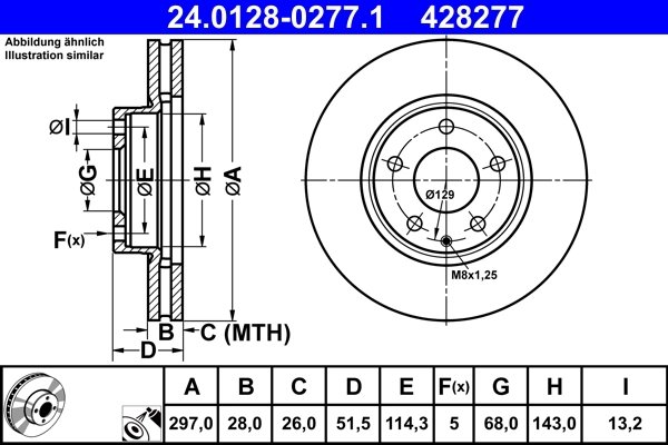 DISC FRANA ATE 24.0128-0277.1 - Compatibil cu MAZDA