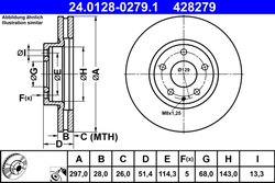 DISC FRANA ATE 24.0128-0279.1 - Compatibil cu MAZDA