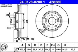 DISC FRANA ATE 24.0128-0280.1 - Compatibil cu KIA