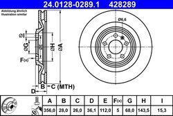 DISC FRANA ATE 24.0128-0289.1 - Compatibil cu PORSCHE