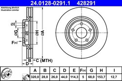 DISC FRANA ATE 24.0128-0291.1 - Compatibil cu NISSAN, RENAULT