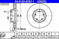 DISC FRANA ATE 24.0128-0293.1 - Compatibil cu FORD