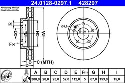 DISC FRANA ATE 24.0128-0297.1 - Compatibil cu MERCEDES-BENZ