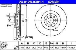 DISC FRANA ATE 24.0128-0301.1 - Compatibil cu LANCIA