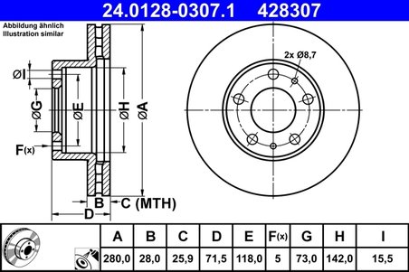 Disc frana ATE 24.0128-0307.1