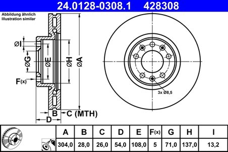Disc frana ATE 24.0128-0308.1