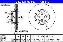 DISC FRANA ATE 24.0128-0310.1 - Compatibil cu VOLVO