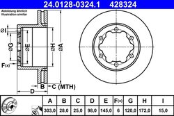 DISC FRANA ATE 24.0128-0324.1 - Compatibil cu MAN, VW