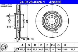 DISC FRANA ATE 24.0128-0326.1 - Compatibil cu ALFA ROMEO