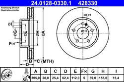 DISC FRANA ATE 24.0128-0330.1 - Compatibil cu MERCEDES-BENZ