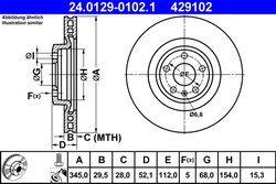 DISC FRANA ATE 24.0129-0102.1 - Compatibil cu AUDI