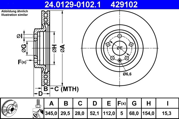 DISC FRANA ATE 24.0129-0102.1 - Compatibil cu AUDI