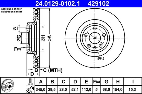 DISC FRANA ATE 24.0129-0102.1 - Compatibil cu AUDI