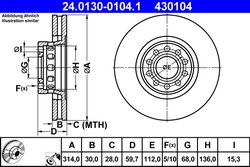 DISC FRANA ATE 24.0130-0104.1 - Compatibil cu AUDI