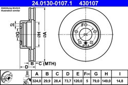 DISC FRANA ATE 24.0130-0107.1 - Compatibil cu BMW