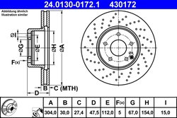 DISC FRANA ATE 24.0130-0172.1 - Compatibil cu MERCEDES-BENZ