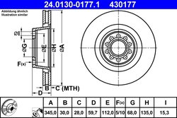DISC FRANA ATE 24.0130-0177.1 - Compatibil cu AUDI