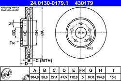 DISC FRANA ATE 24.0130-0179.1 - Compatibil cu MERCEDES-BENZ