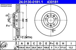 DISC FRANA ATE 24.0130-0181.1 - Compatibil cu CITROEN, PEUGEOT