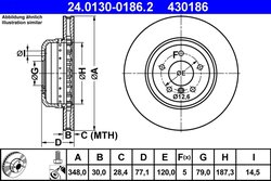 DISC FRANA ATE 24.0130-0186.2 - Compatibil cu BMW