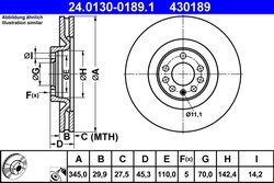 DISC FRANA ATE 24.0130-0189.1 - Compatibil cu OPEL, SAAB, VAUXHALL
