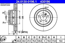 DISC FRANA ATE 24.0130-0196.1 - Compatibil cu LAND ROVER