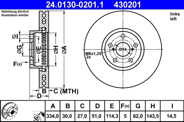 DISC FRANA ATE 24.0130-0201.1 - Compatibil cu LEXUS