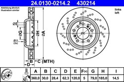 DISC FRANA ATE 24.0130-0214.2 - Compatibil cu BMW