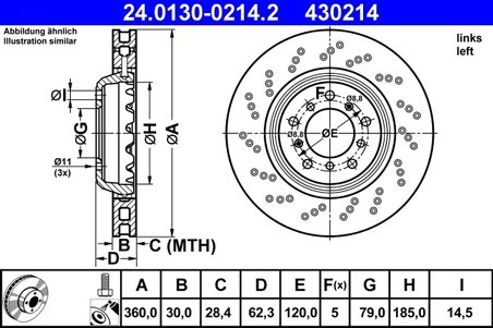 DISC FRANA ATE 24.0130-0214.2 - Compatibil cu BMW